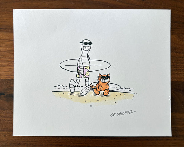 Summer Mummy and Heathcliff Original Drawing with Water Color