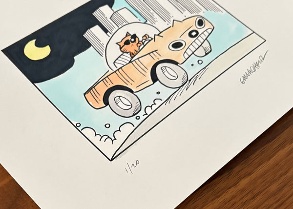 Heathcliff Catmobile Original Drawing