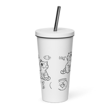 Insulated tumbler with a straw