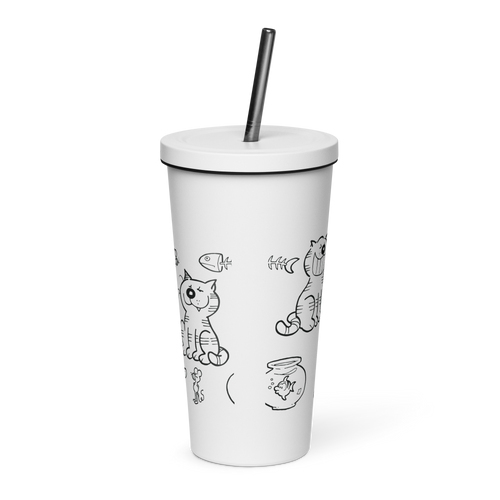 Insulated tumbler with a straw