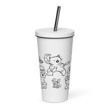 Insulated tumbler with a straw