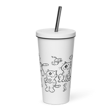 Insulated tumbler with a straw