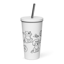 Insulated tumbler with a straw