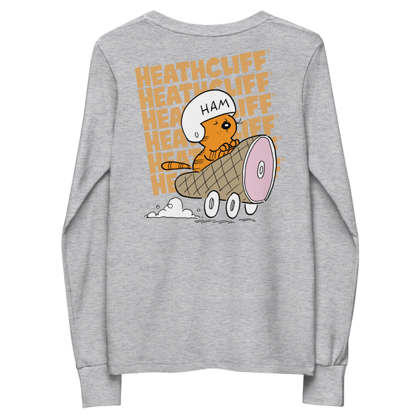 Heathcliff Ham Car Youth Long Sleeve Tee