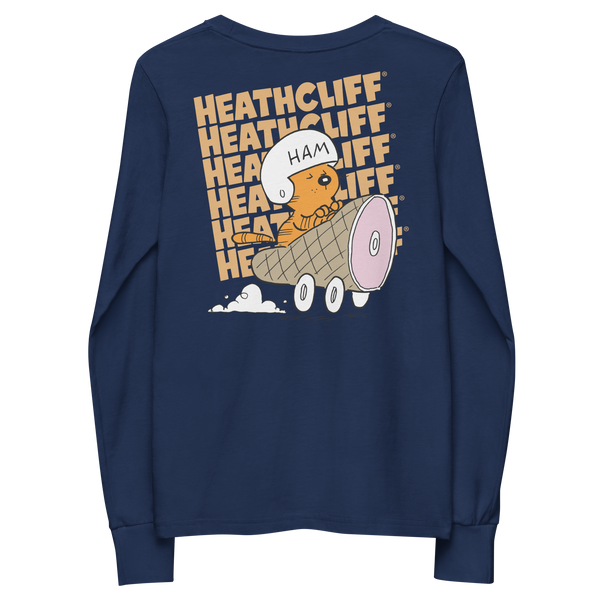 Heathcliff Ham Car Youth Long Sleeve Tee